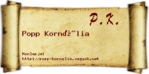 Popp Kornélia névjegykártya